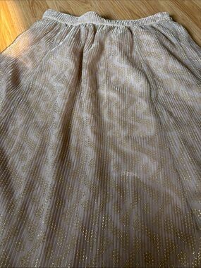 Shimmery Cream A-Line Skirt with Gold Pattern